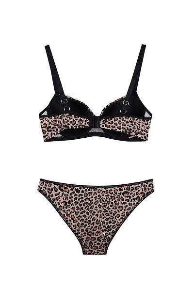 LİRONA Set de sutien și chiloți fără suport cu model leopard |   2140970083