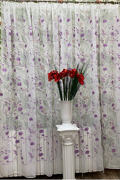 Liz Line Embroidered linen curtain, with rejansa, various sizes and colors, from the "Inna cu flori" collection by Liz Line
