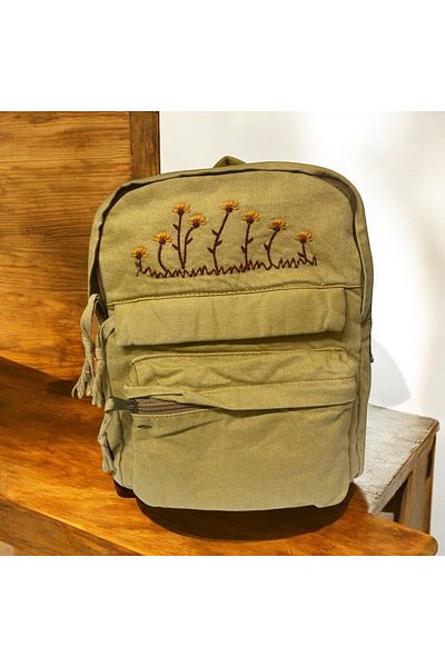 Old Cotton Quality Casual Small Size Black Vintage Design Daily Back Travel Bag 25X30Cm