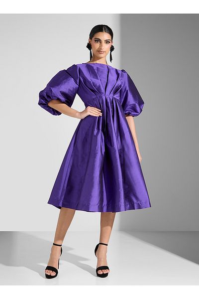 Sinoir Ruffle Sleeve Taffeta Dress