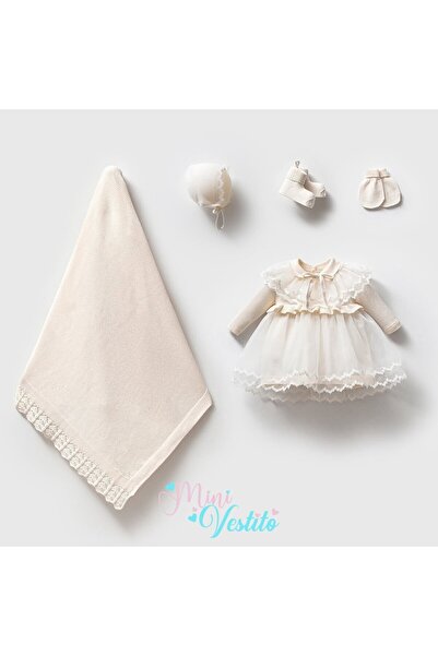 MiniVestito طقم تعميد للبنات الرضع Angela Pearl Elegance بتفاصيل دانتيل