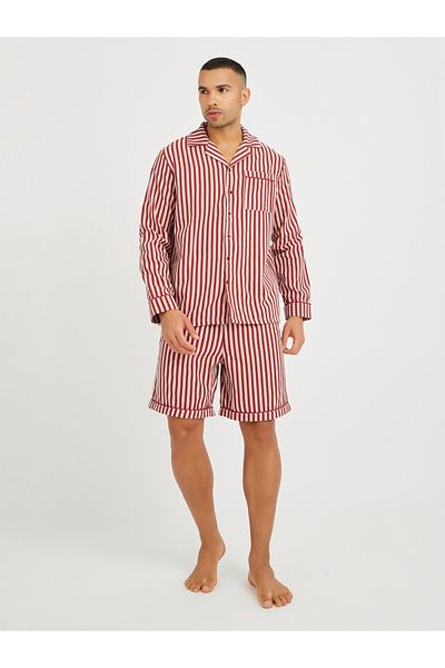 Styli Striped Long Sleeve Shirt and Shorts Pyjama Set