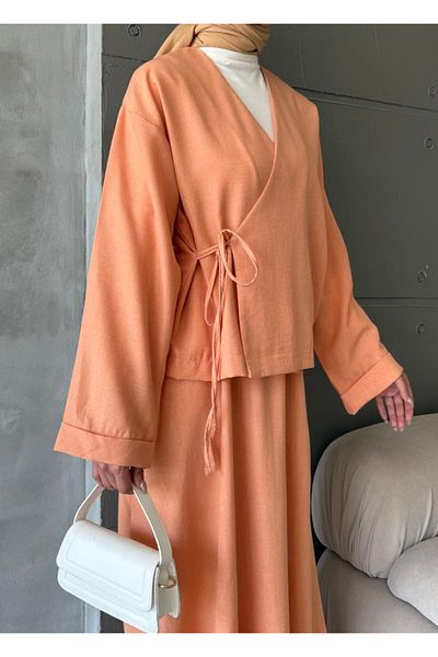 nizzell Women's Mango New Season Tied Comfortable Cut Double Set - Casual, Hijab, Stylish and Modern Combination