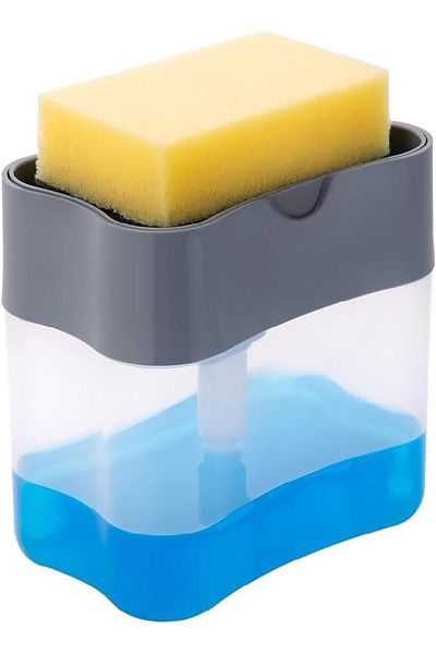 RAHALIFE HOME SOLUTION Rahalife Kitchen Dish Soap Dispenser with Sponge Holder – Countertop Pump for Detergent