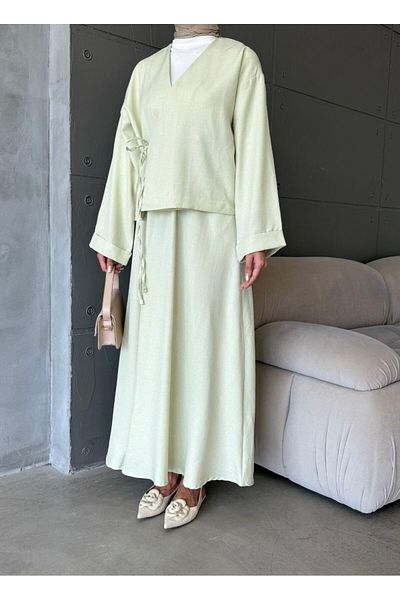 nizzell Women's Mango New Season Tied Comfortable Cut Double Set - Casual, Hijab, Stylish and Modern Combination