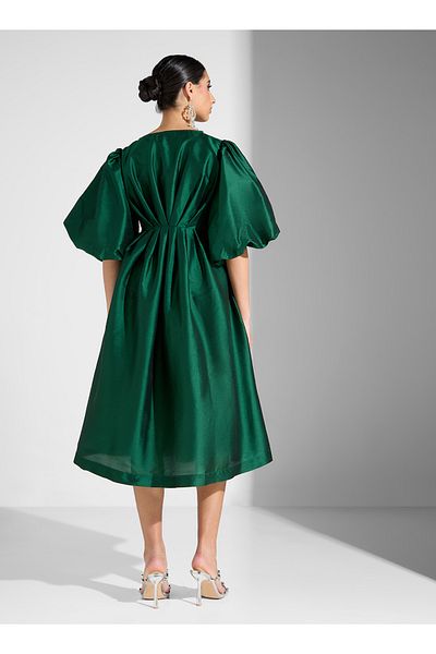 Sinoir Ruffle Sleeve Taffeta Dress