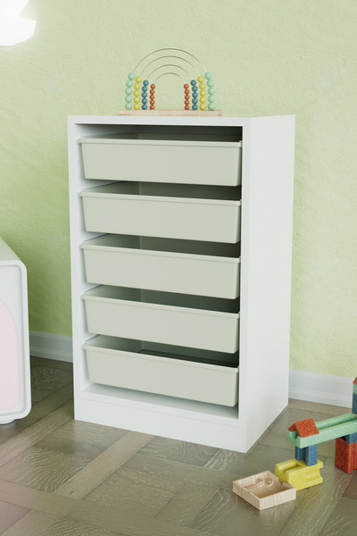 hediye kapında 5 Sepetli "Melonik" Oyuncak Dolabı Çok Amaçlı Kiler Dolabı Mut...