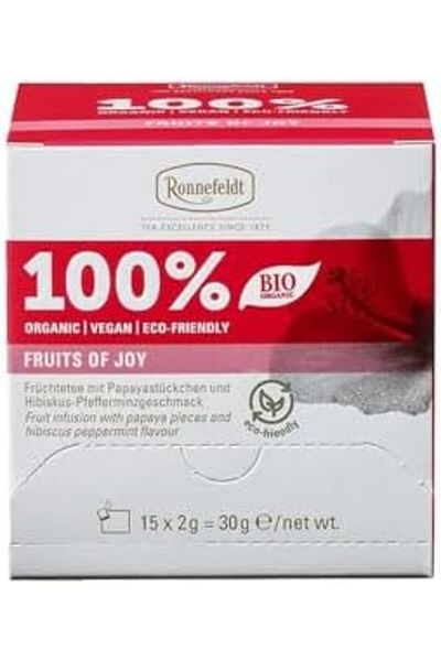 Ronnefeldt Fruits of Joy 100% Bio, Case of 8 Boxes | Each Box Contains 15 Tea Bags