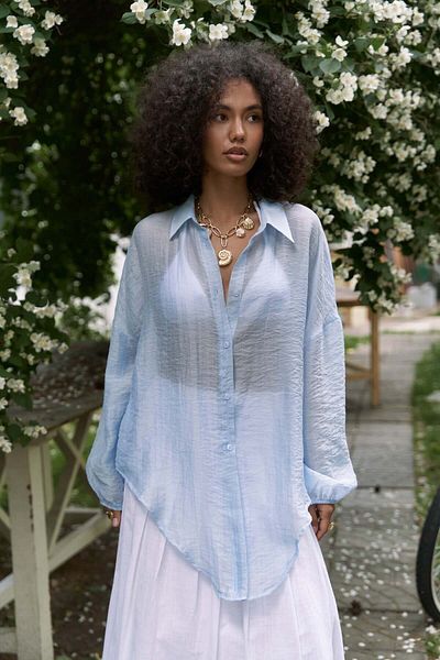 BOHEMAİ Lyra Oversize Blue Shirt