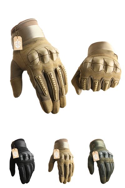 SINGLE SWORD Full Finger Professional Protect Touch Finger Military Tactical Beige Motorcycle/Bike Gloves