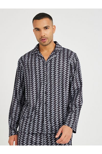 Styli Chevron Printed Long Sleeve Shirt and Pyjama Set