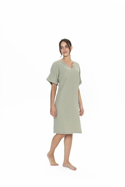 U.S. Polo Assn. Us Polo Women's Short Sleeve, V-Neck Home Wear Nightgown, 100% Cotton, Muslin Fabric