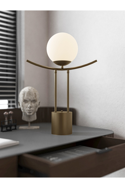avizade Lal Modern Antique Body White Glass Globe Table Lamp - Stylish and Minimalist Design
