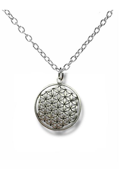 Herşey Nota Flower of Life Unisex Necklace – 60 cm Chain, Spiritual Design