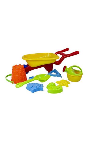 Jollity Beach Toy Set, Wheelbarrow with 8 Pieces, Multicolor