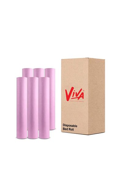 Viva Professional Disposable Bed Roll, Pink, Pack of 6 Rolls in Carton | 80 x 180cm