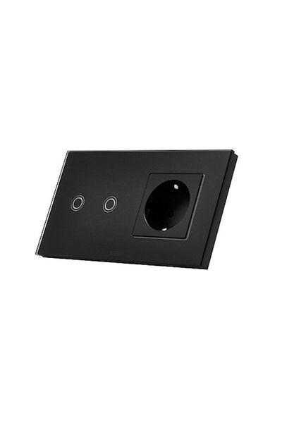 ALEDIO Double Touch Switch + Simple Socket 16A, Black, Aledio A2G1PN