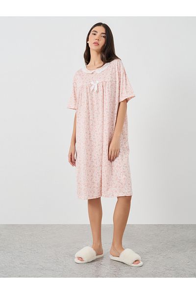 Styli Ditsy Floral Print Short Sleeve Nightdress