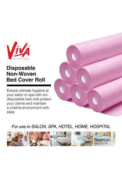 Viva Professional Disposable Bed Roll, Pink, Pack of 6 Rolls in Carton | 80 x 180cm