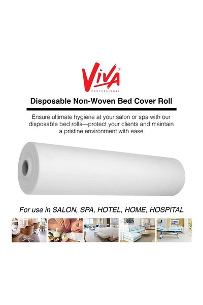 Viva Professional Disposable Bed Roll, 6 Rolls in Carton, White, for Medical and Spa Use 80 x 180cm