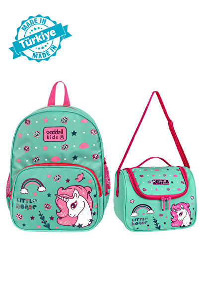 WMİLANO حقيبة ظهر مرخصة لرياض الأطفال من Little Horse Unicorn وحقيبة غداء حرا...