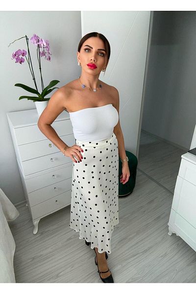 sterktekstil Women's Polka Dot Satin Skirt