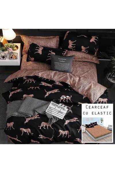 OEM Lenjerie Bumbac Satinat, Pucioasa, 2 Persoane, Pat Dublu, Cearceaf cu ela...