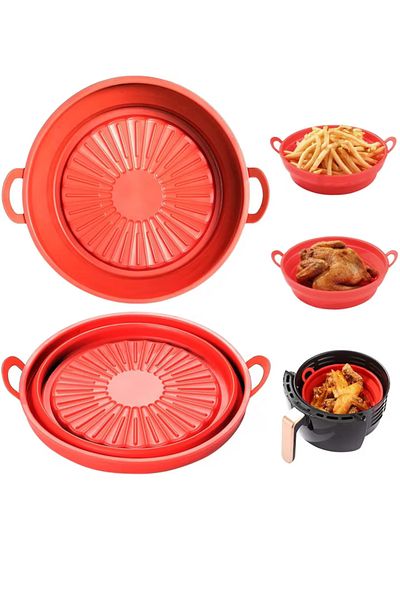 OEM Air fryer basket, 19 x 5 x 16 cm, silicone, red