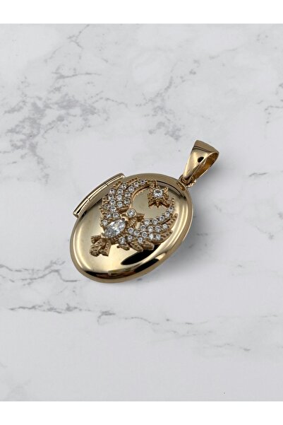 Has Kuyumcum 14 Ayar Altın Anı Anka Kuşu Beyaz Taşlı Mini Kolye Ucu