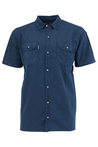 Oppland Erkek Yazlık Kot Gömlek Kısa Kollu Çift Cepli %100 Saf Pamuk Kumaş Ra...