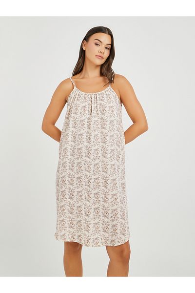 Styli Floral Print Cotton Gauze Slip Dress