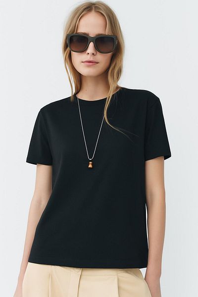 HAKKE Μπλουζάκι Basic Crew Neck με απαλή υφή