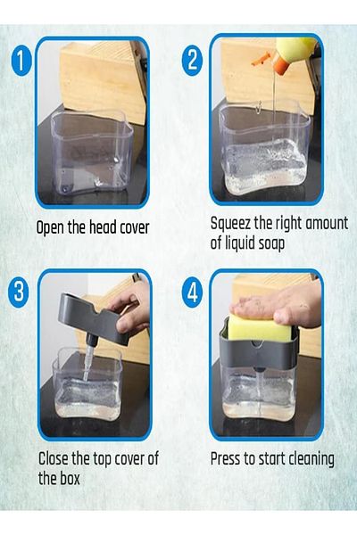 RAHALIFE HOME SOLUTION Rahalife Kitchen Dish Soap Dispenser with Sponge Holder – Countertop Pump for Detergent