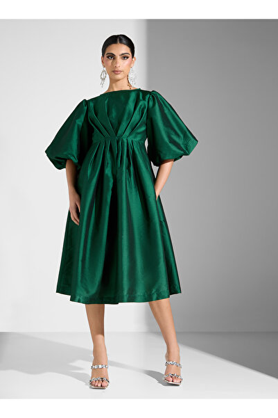 Sinoir Ruffle Sleeve Taffeta Dress