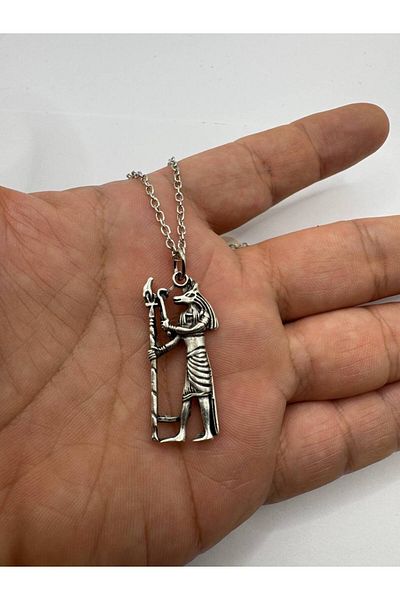 Herşey Nota Unisex Necklace with Anubis Figure – 60 cm Chain, Egyptian Mythology Design