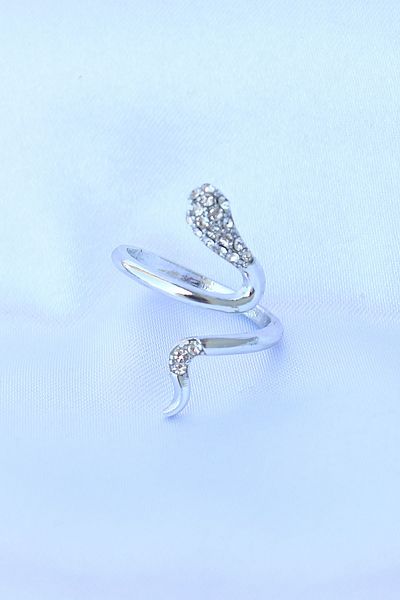 Skygo Brass Silver Color Adjustable Zircon Stone Snake Ring - Tj-Byk3187