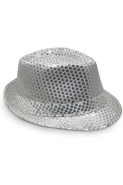 Orkun MANDIRACILAR Ασημένιο καπέλο Fedora με παγιέτες μεγέθους ενηλίκων