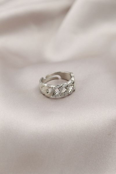 Skygo Silver Color Metal Chain Model Stone Women's Ring - Tj-byk2200