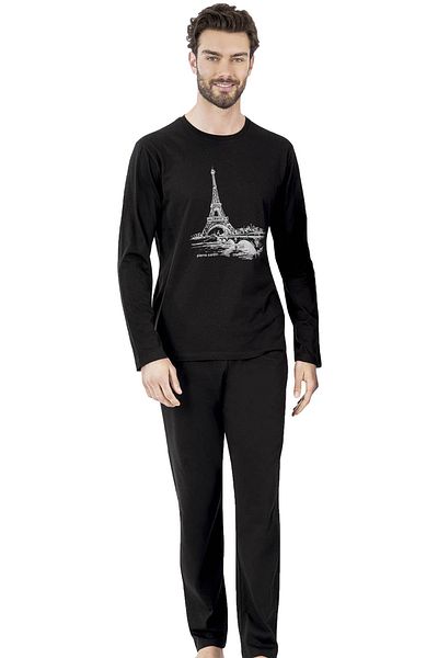 Pierre Cardin Men's Pajama Set, 100% Cotton, with Pocket Detail