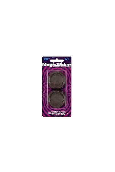 Magic Sliders 4-Piece Carpet Based Round Caster Cups Brown 1-5/8inch