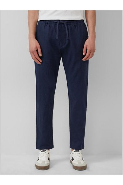 s.Oliver Pantaloni chino, bărbați, Detroit, amestec de in și bumbac, talie elastică, bleumarin închis