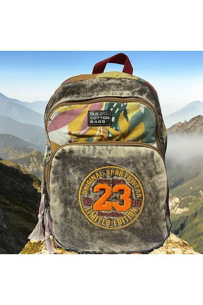 Old Cotton Quality Colorful Vintage Disayn Backpack Trip School Travel Bag 30cm X 42cm