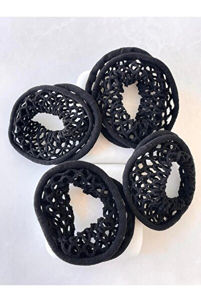 Seda Bijuteri مشبك مطاطي شبكي رباعي باللون الأسود