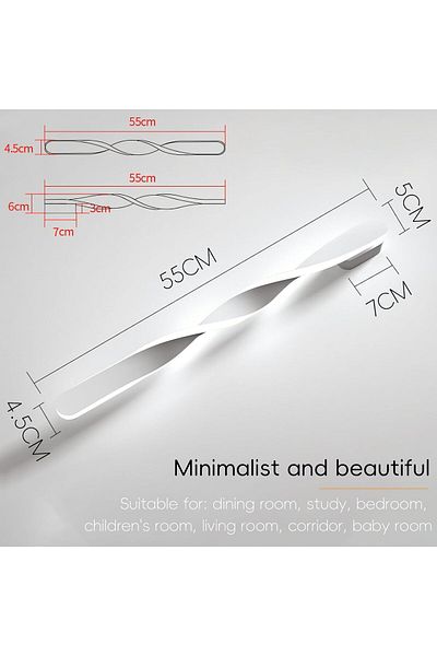 ZTWLEED LED wall light for indoor use, modern, 22W, spiral design, 55 cm, cold light, ambient