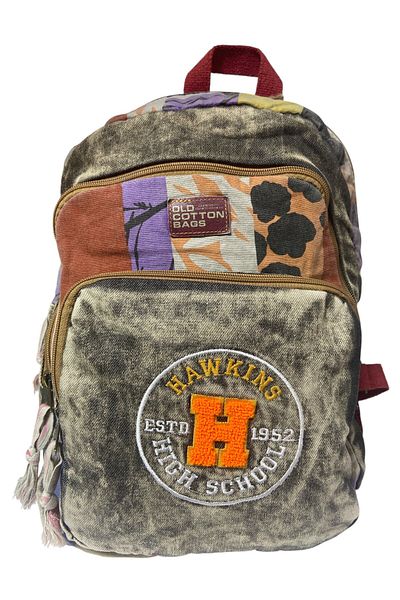 Old Cotton Quality Colorful Vintage Disayn Backpack Trip School Travel Bag 30cm X 42cm