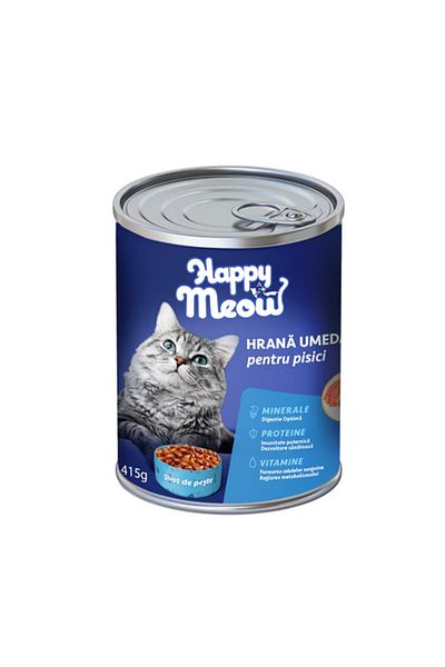 HAPPY MEOW Wet Cat Food With Fish 415g *12 Pcs