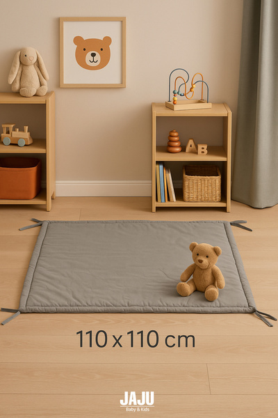 Jaju Baby Oyun Halısı / Oyun Matı %100 Pamuklu Kumaş 110x110 cm Çok amaçlı mi...