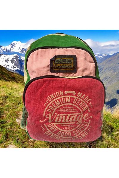 Old Cotton Quality Colorful Vintage Disayn Backpack Trip School Travel Bag 30cm X 42cm