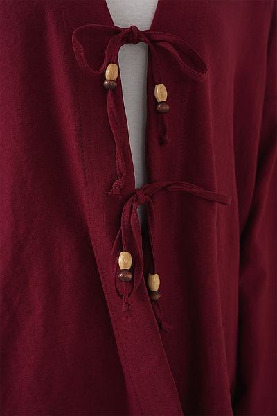 Merterium Women's Linen Kimono Trousers Double Set 1003 - Burgundy