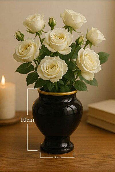 Rood Wit Minimal Seramik Dekoratif Vazo Siyah